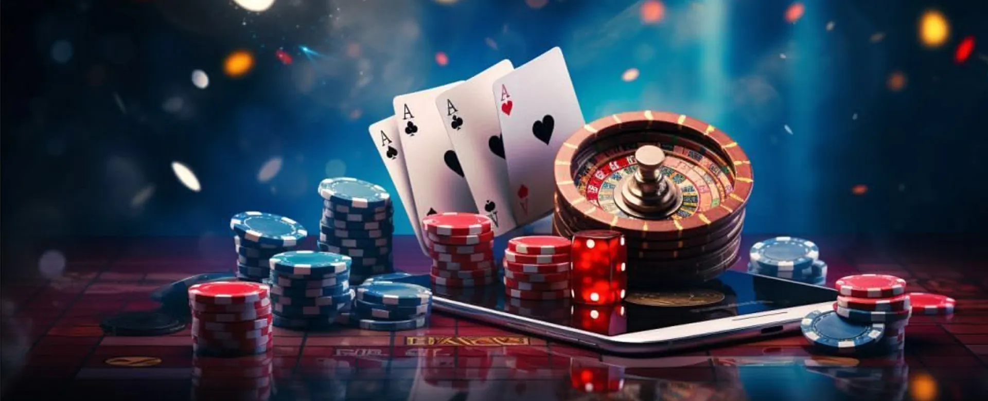 Luxurious online casino table games with golden accents, inviting new players to register